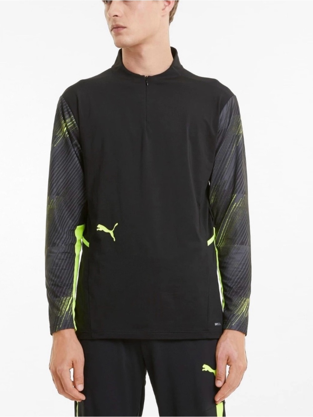 Puma Black with Neon Yellow-Green Long-Sleeve Swim Rash Guard